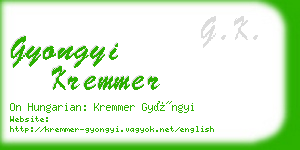 gyongyi kremmer business card